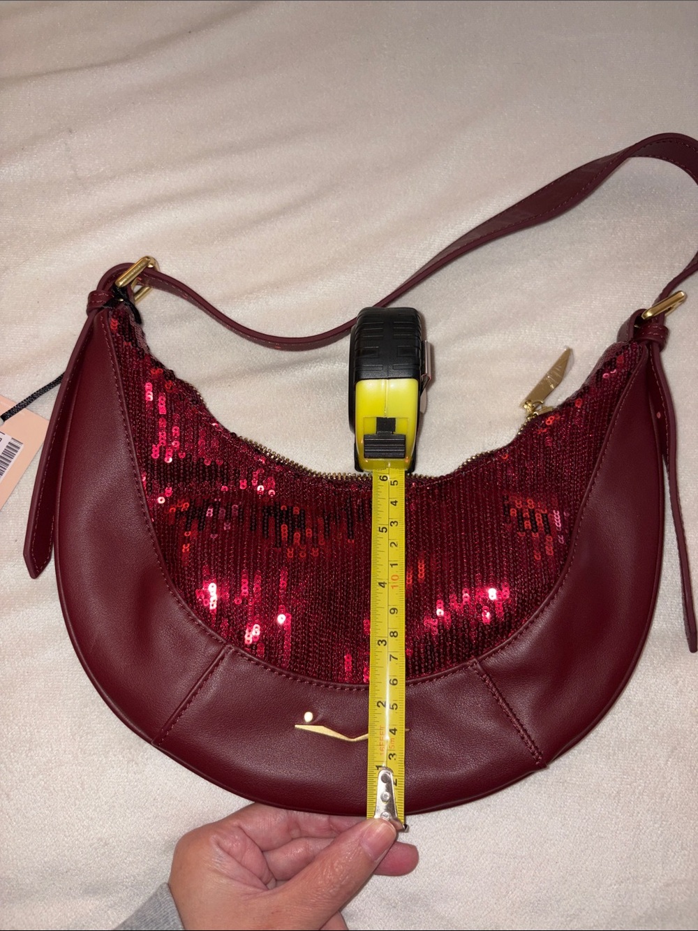 NWT VOILE BLANCHE CLUB Bordeaux Sequins Shoulder Bag - Picture 6 of 8